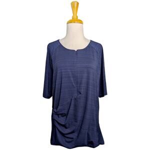 Athleta Womens Top 1X Pacifica Wrap Front Ath Short Sleeve Leisure Blue Zipper